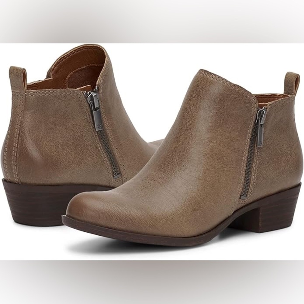 NEW Lucky Brand Basel Dune 7.5 M Tan Leather Ankle Boots SOLD OUT COLOR!